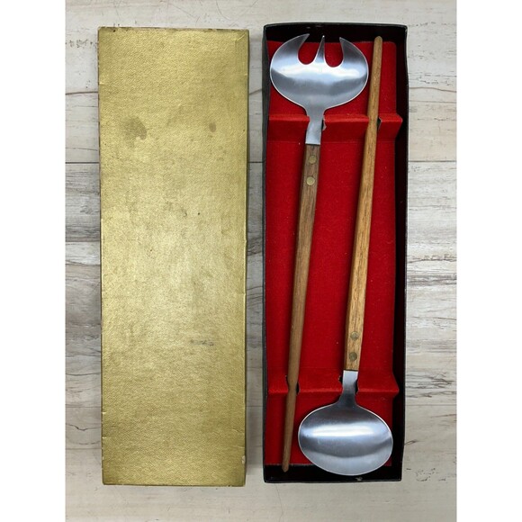 Vtg Otagiri Mercantile Company 12.5" Calad Servind Soon & Fork Set Made In Japan - Picture 1 of 15